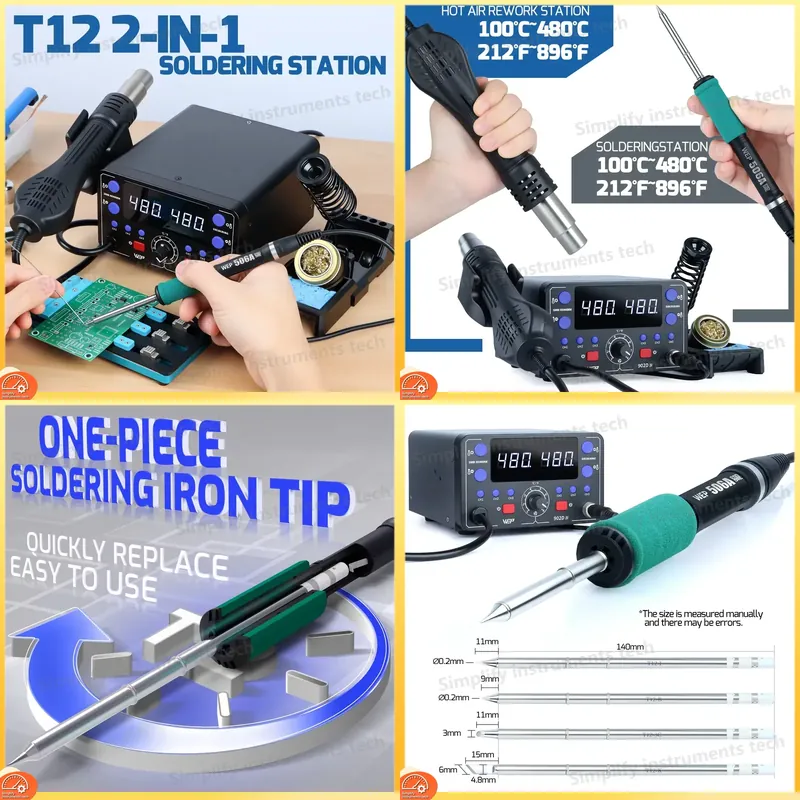 775W Soldering Station 2 in 1  - огляд і ціна Hot Air Rework Station T12