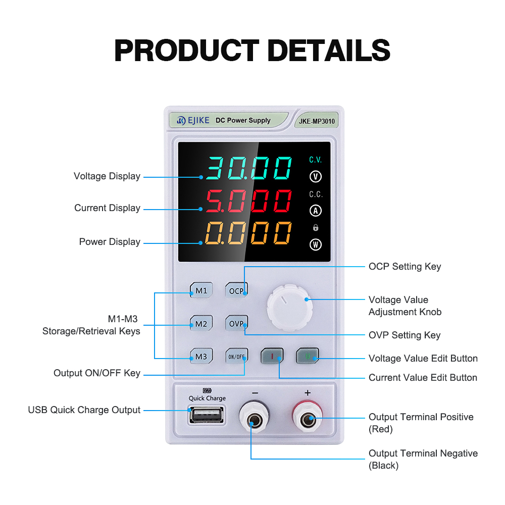EJIKE DC Power Supply 300W Pro - огляд і ціна Programmable Dc Power Supply 30V 10A