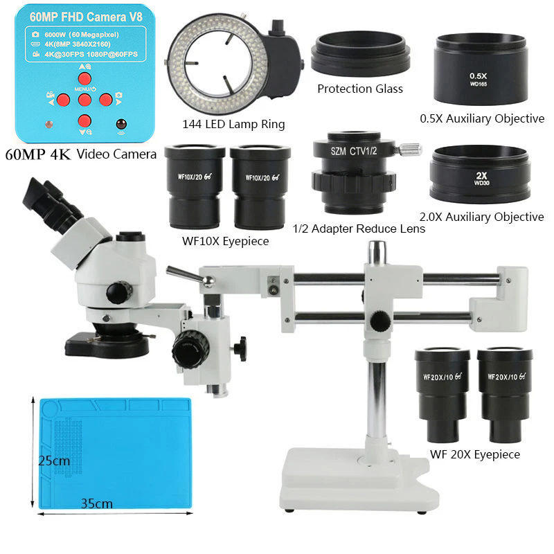 3.5X 90X 180X Simul-Focus Doub - огляд і ціна Stereo Trinocular Microscope Pcb